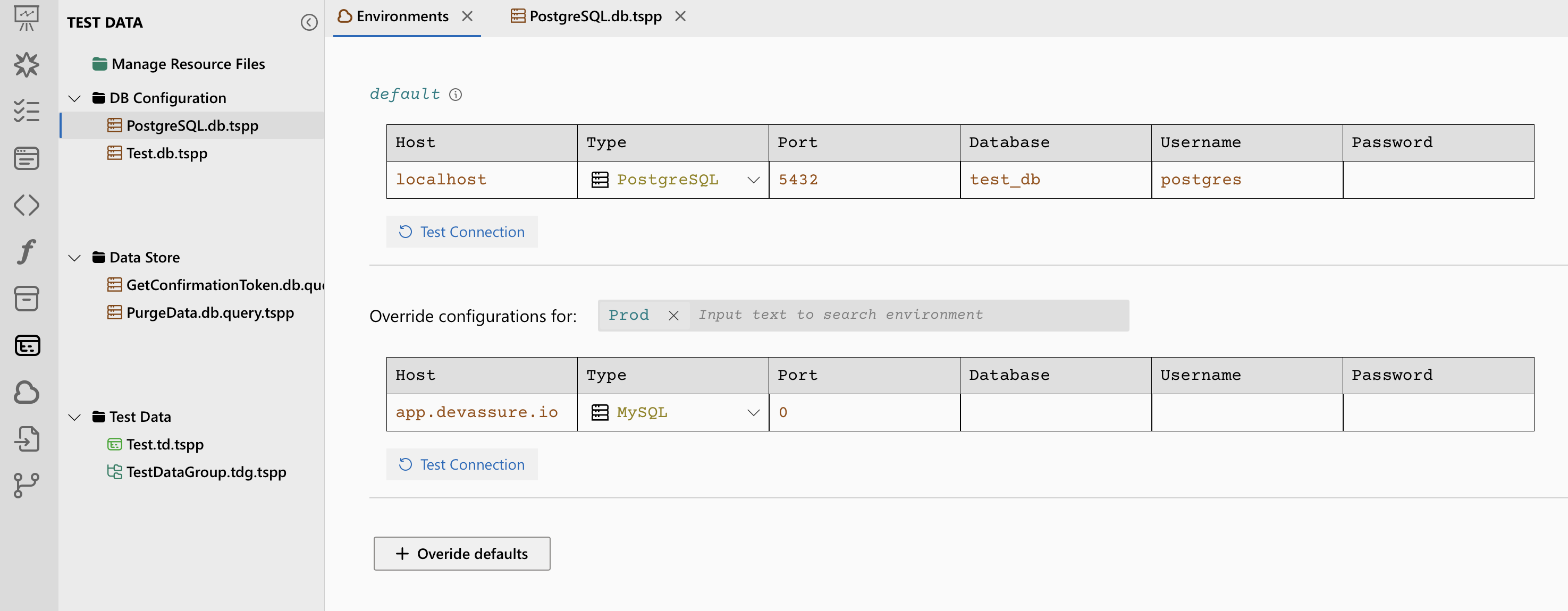 PostgreSQL Configuration with DevAssure