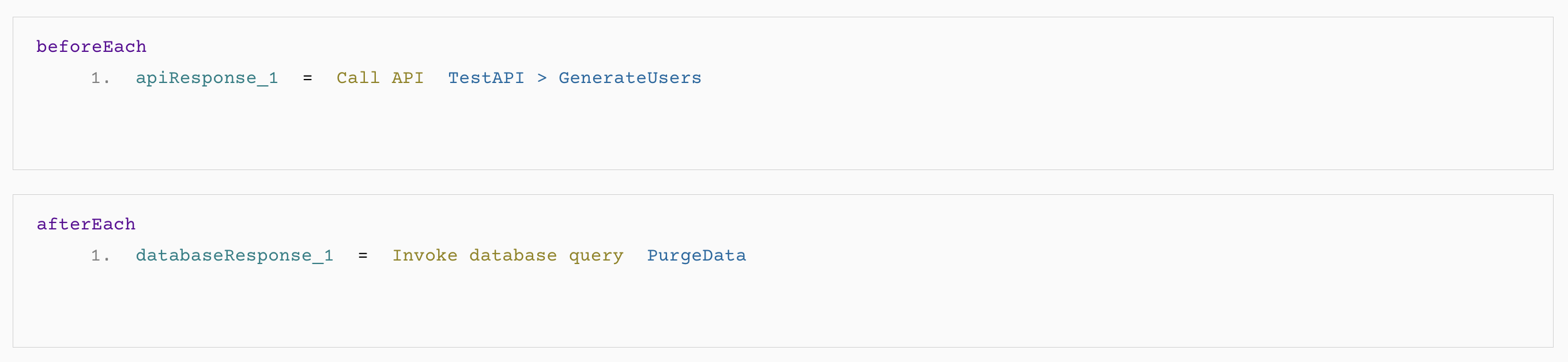 DevAssure Before and After test hooks