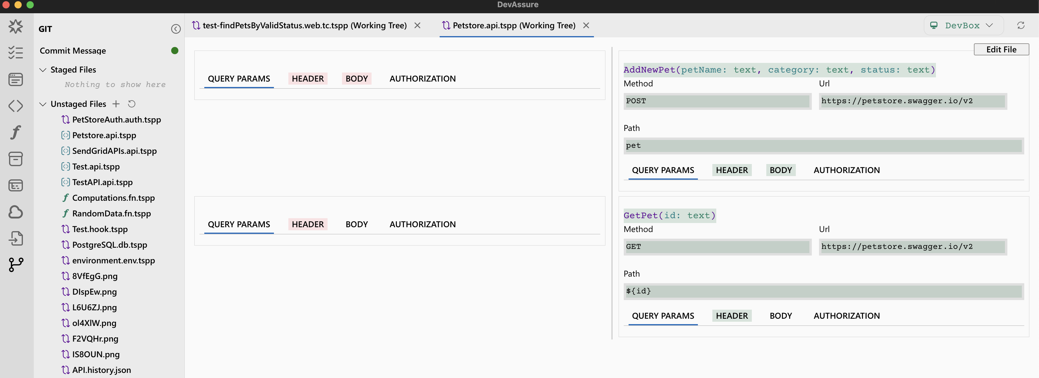 DevAssure&#39;s git integration