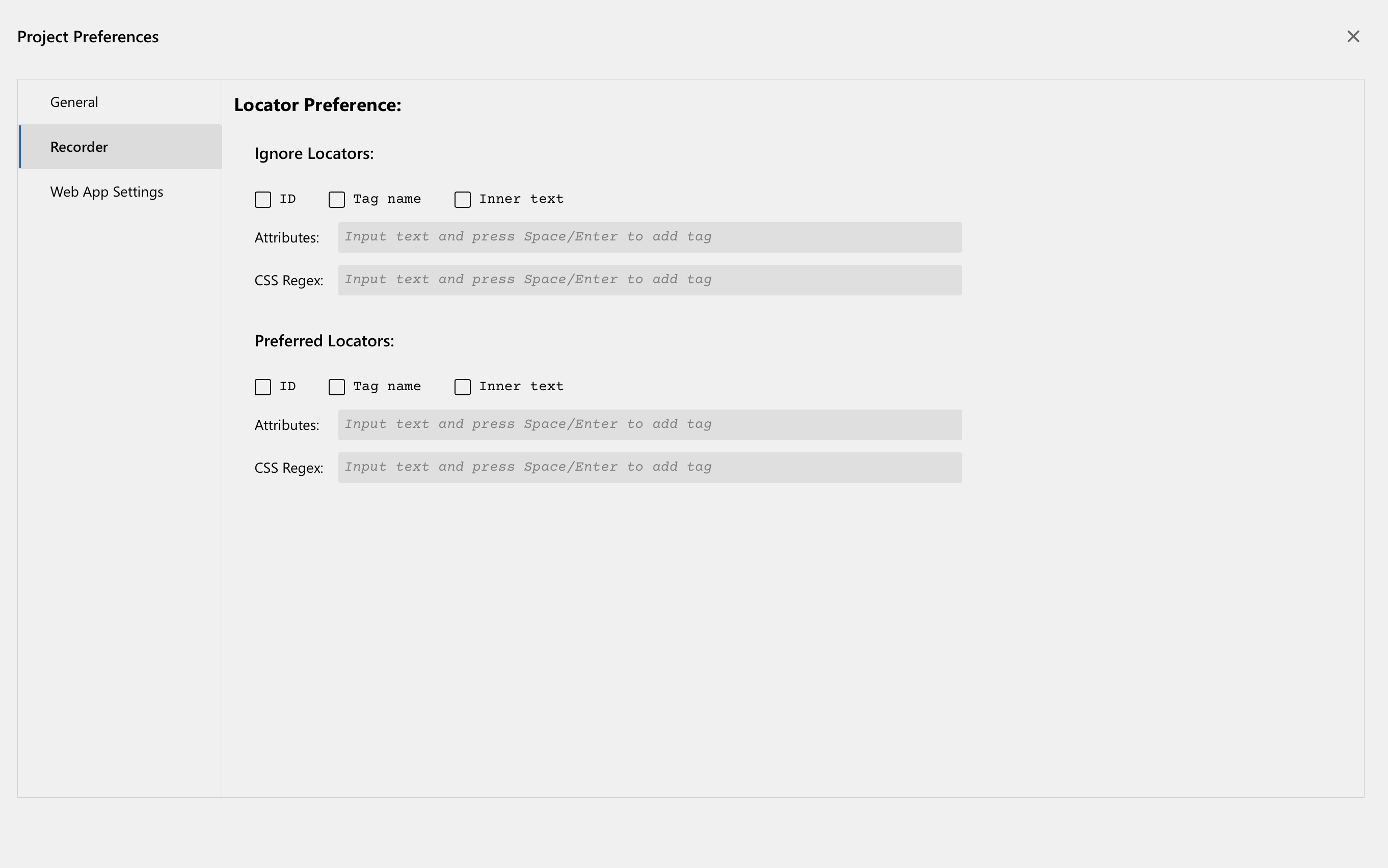 DevAssure&#39;s locator preferences