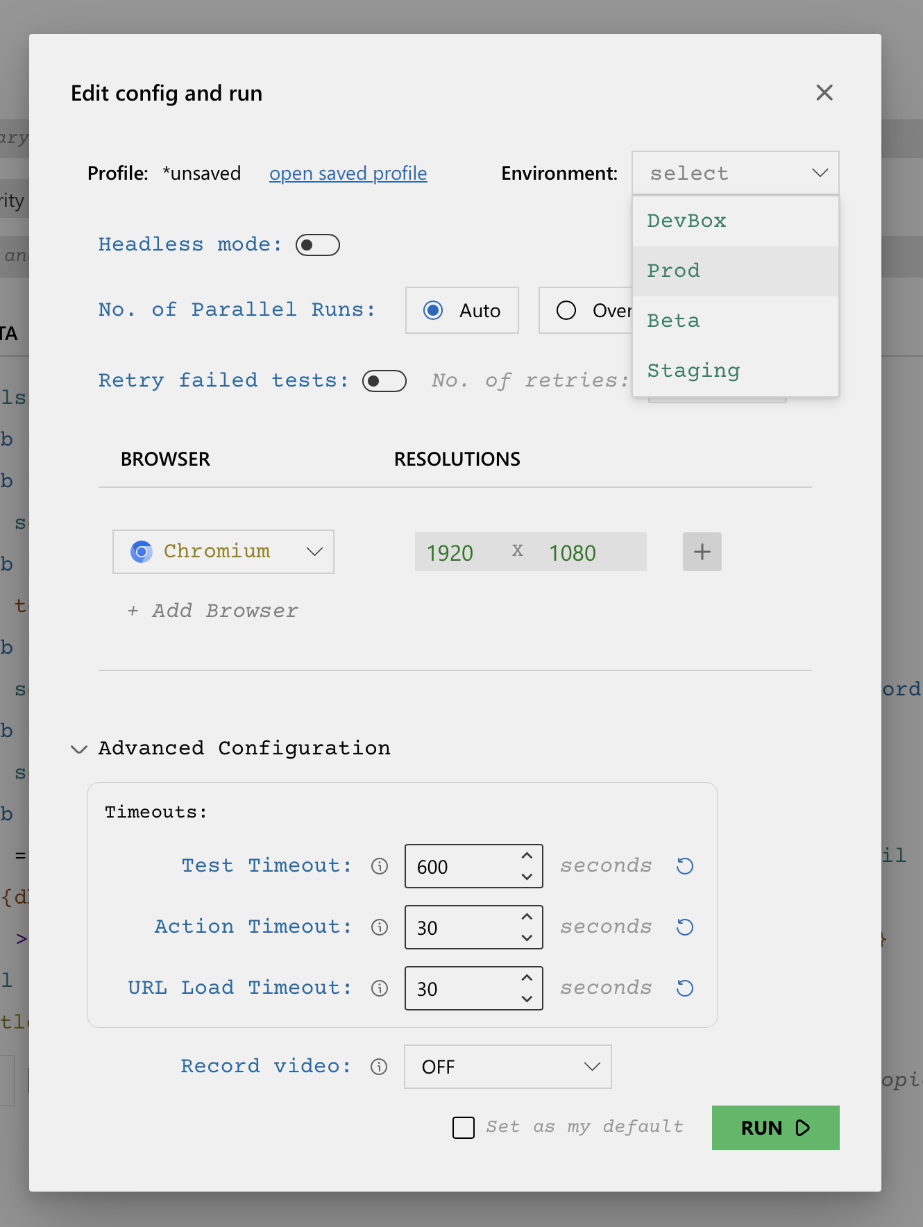 DevAssure test execution