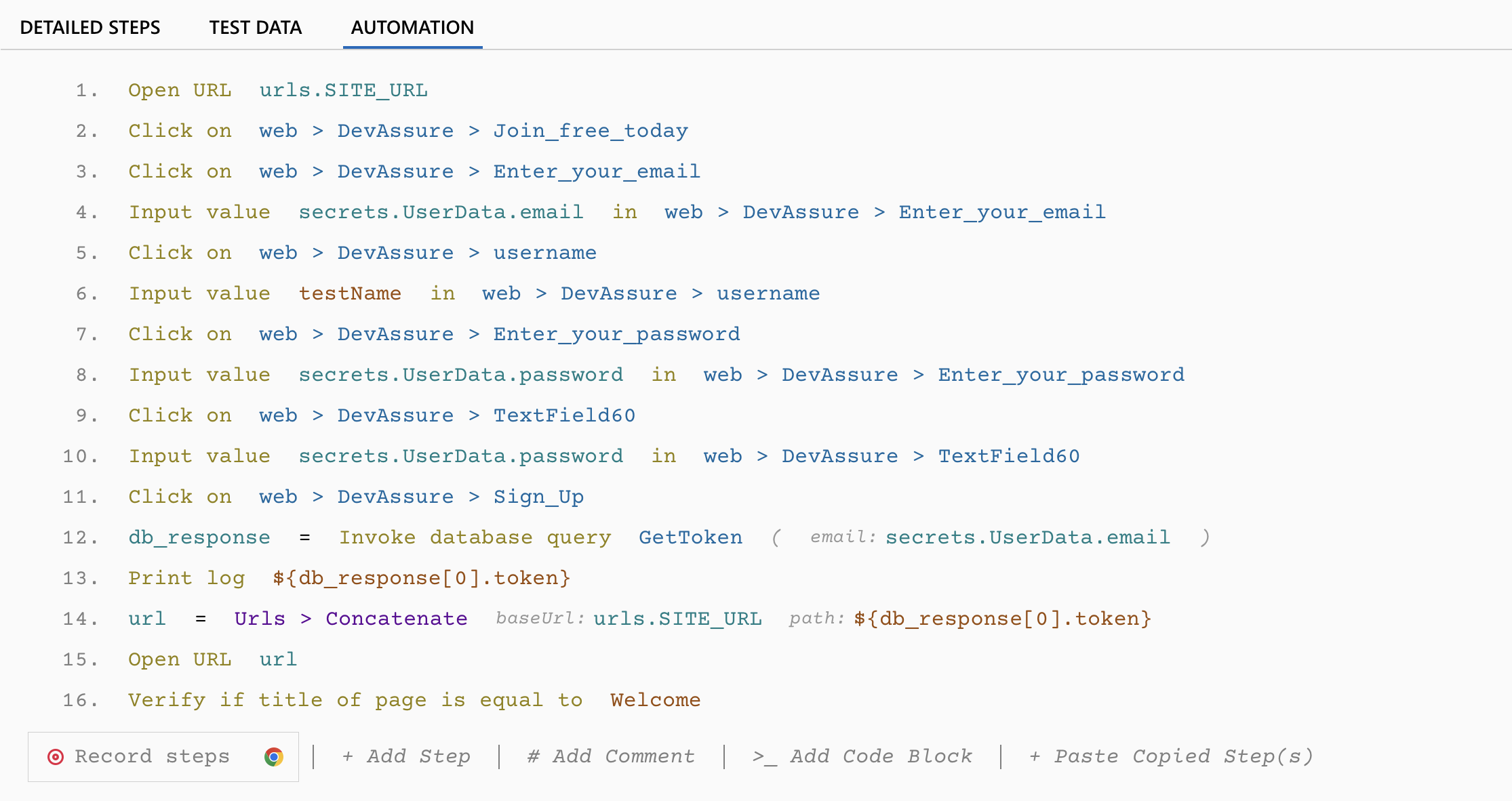 Complete Test Script