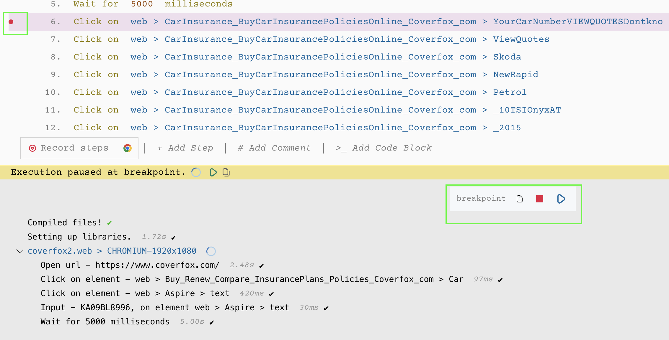 Breakpoint Setting Interfac